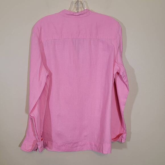 Chadwick's Linen Button Up Shirt Top Lightweight Cuff Long Sleeve Pink Sz Large - Picture 4 of 4